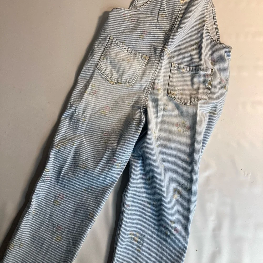 Osh Kosh BGosh vintage girls denim bibs striped floral 4T